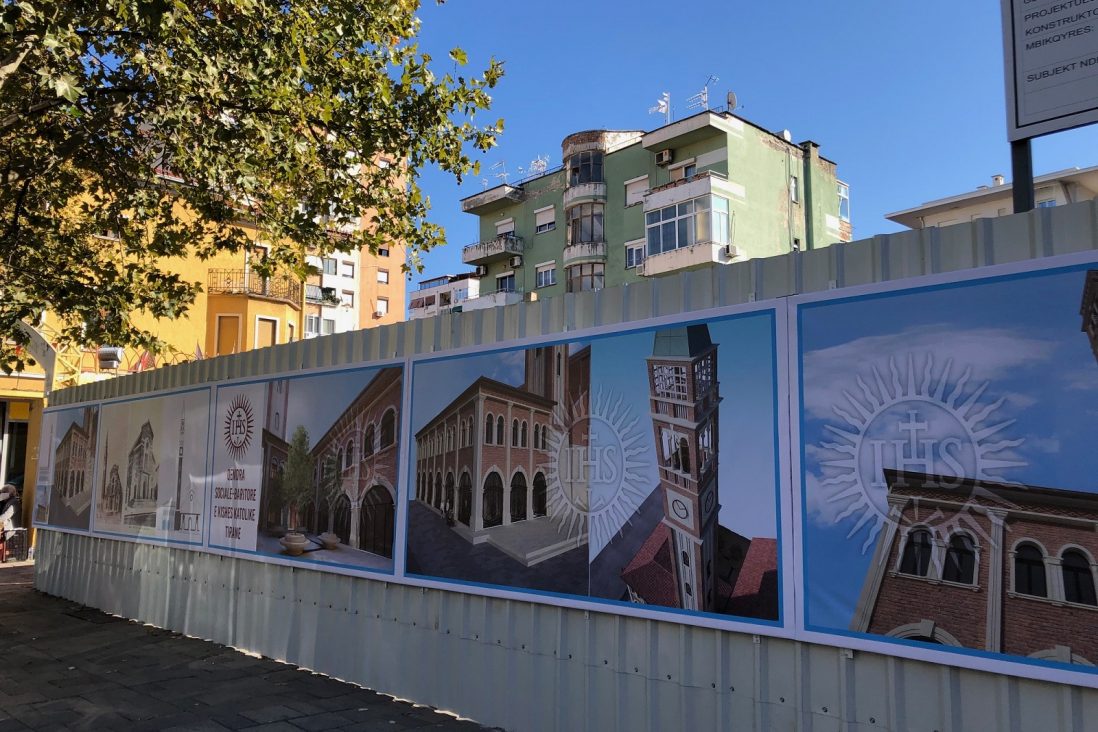 The construction site for the renewed Jesuit church in Tirana, Albania